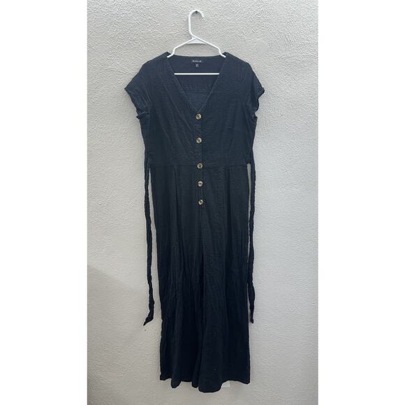 Express Womens Jumpsuit Size Large Black Short Sleeve V-Neck One Piece - Picture 1 of 15